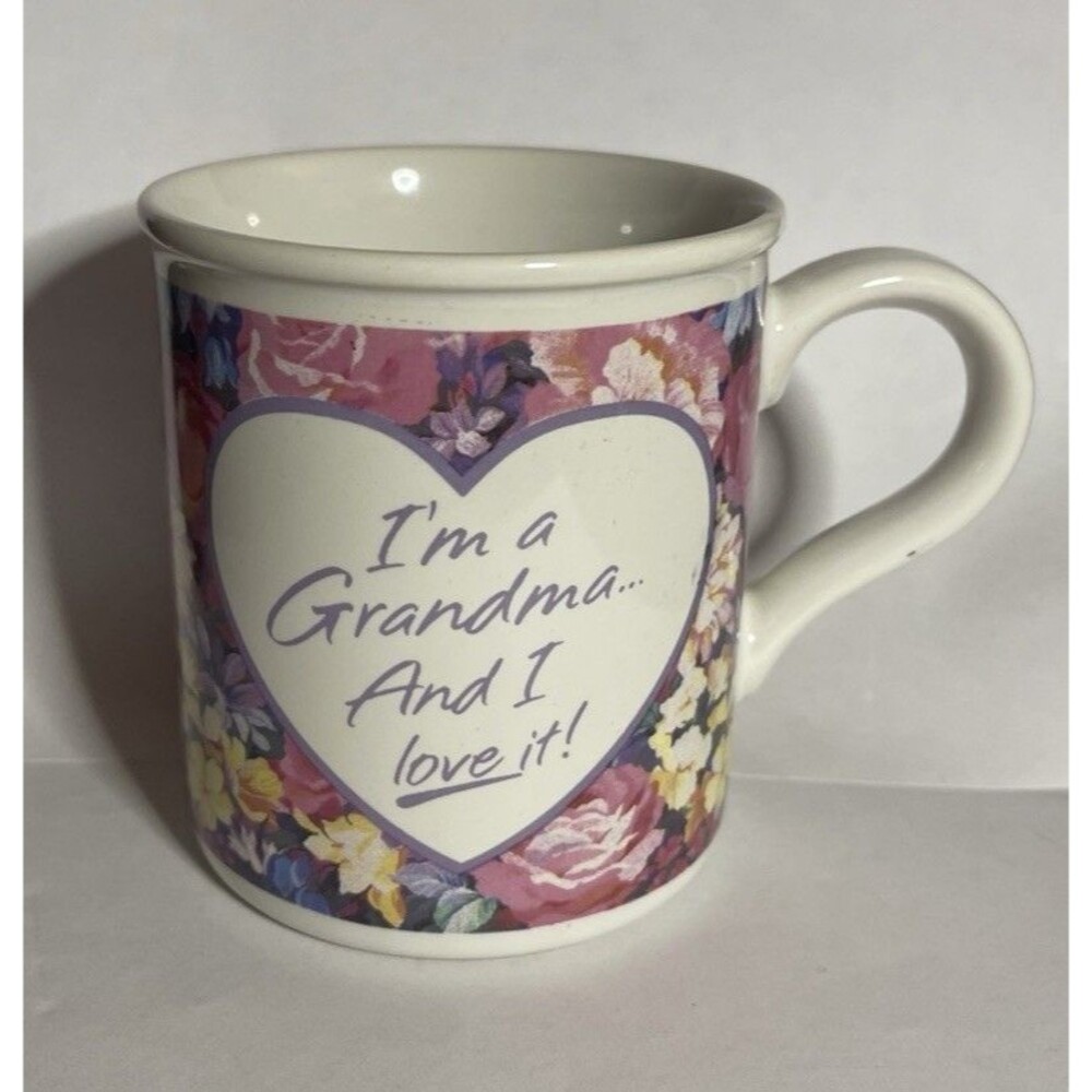 Vtg American Greetings I'm A Grandma And I Love It Floral Coffee Tea Cup Mug